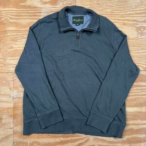 dark blue grey eddie bauer quarter zip sweater‎